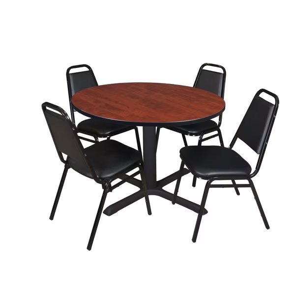 Round Tables > Breakroom Tables > Cain Round Table & Chair Sets, 48 W, 48 L, 29 H, Cherry, CAIN, Mfr# TB48RNDCH29BK